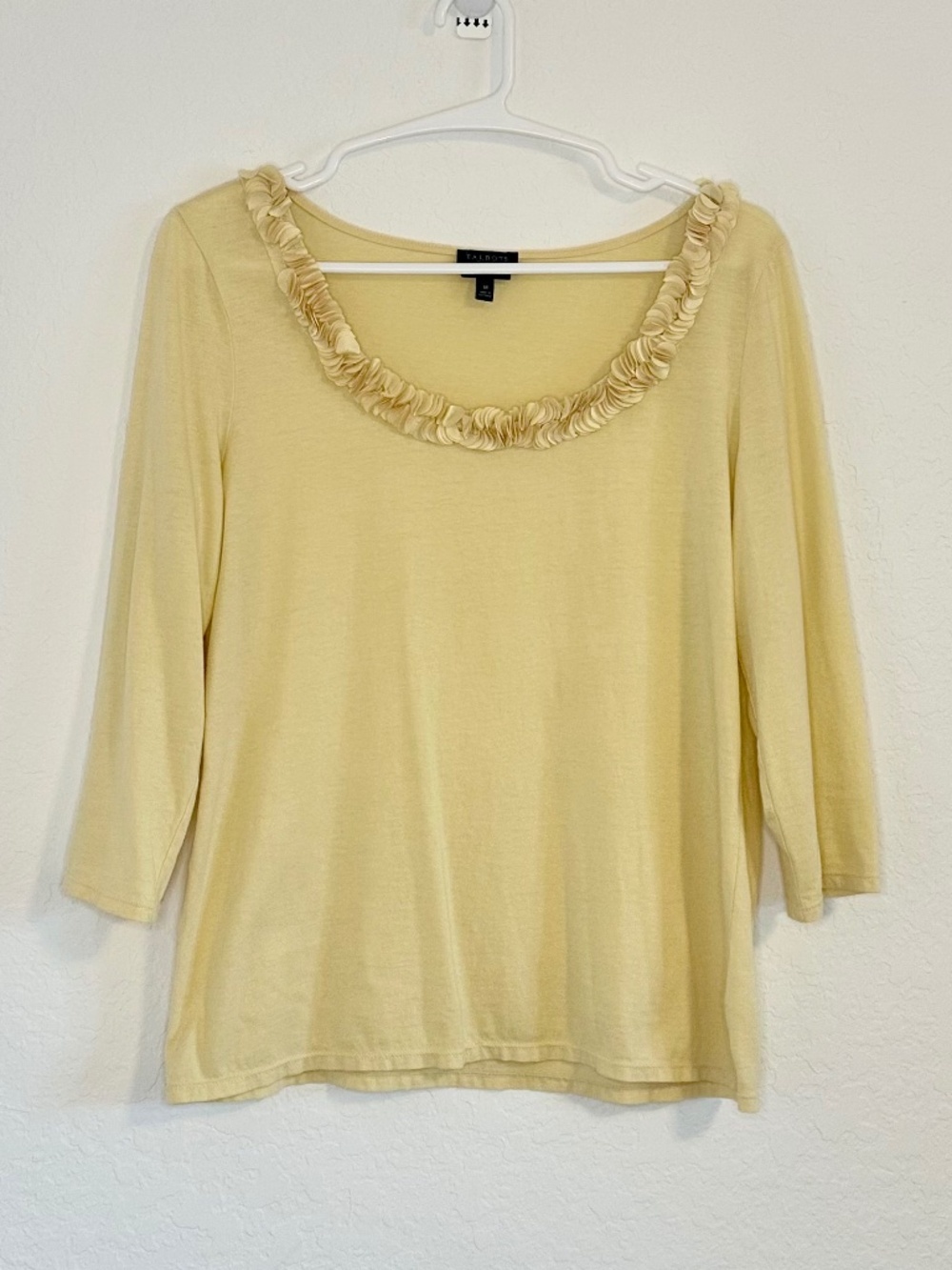 Talbots 100% Cotton Ruffle Garland Neckline Top, Size M - Picture 4 of 8